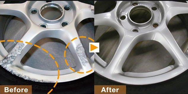ホイール修理 愛知のハイパーシルバーホイールの傷