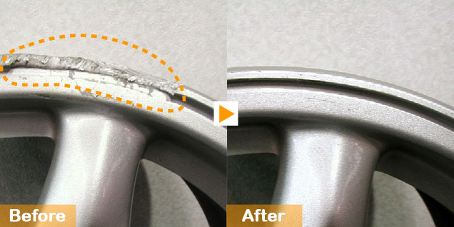 ホイール修理 愛知のパイパーシルバーホイールのカケ